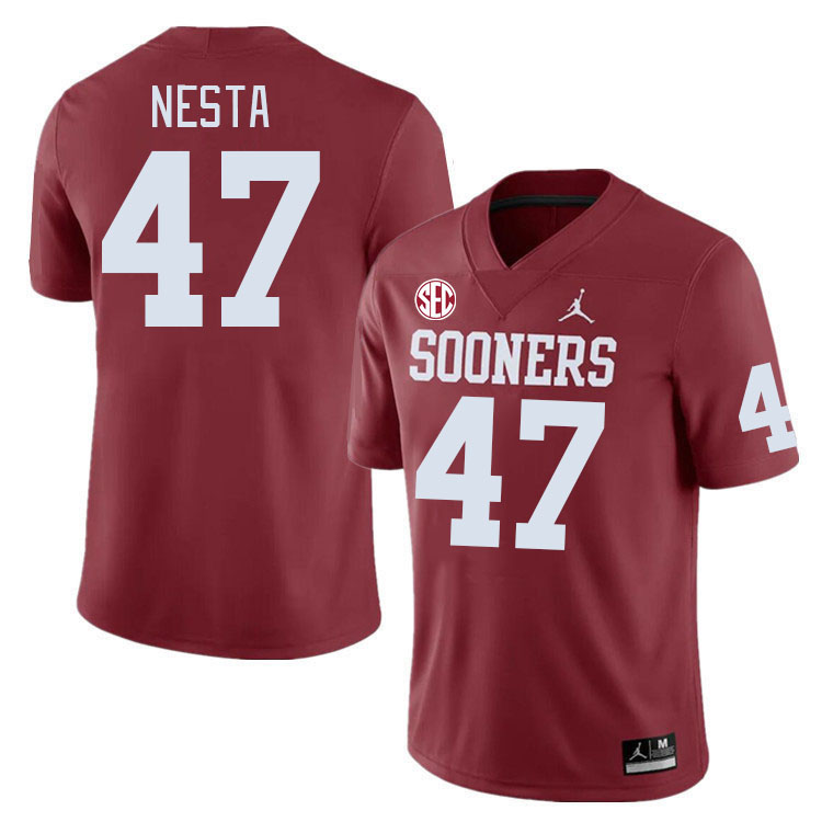 Men #47 James Nesta Oklahoma Sooners 2024 SEC Conference College Football Jerseys-Crimson